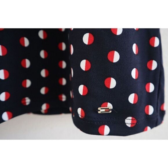Tommy Hilfiger Women's Sz L Navy Polka Dot Sleeveless Ruffled Edge Blouse $60 - Picture 3 of 7